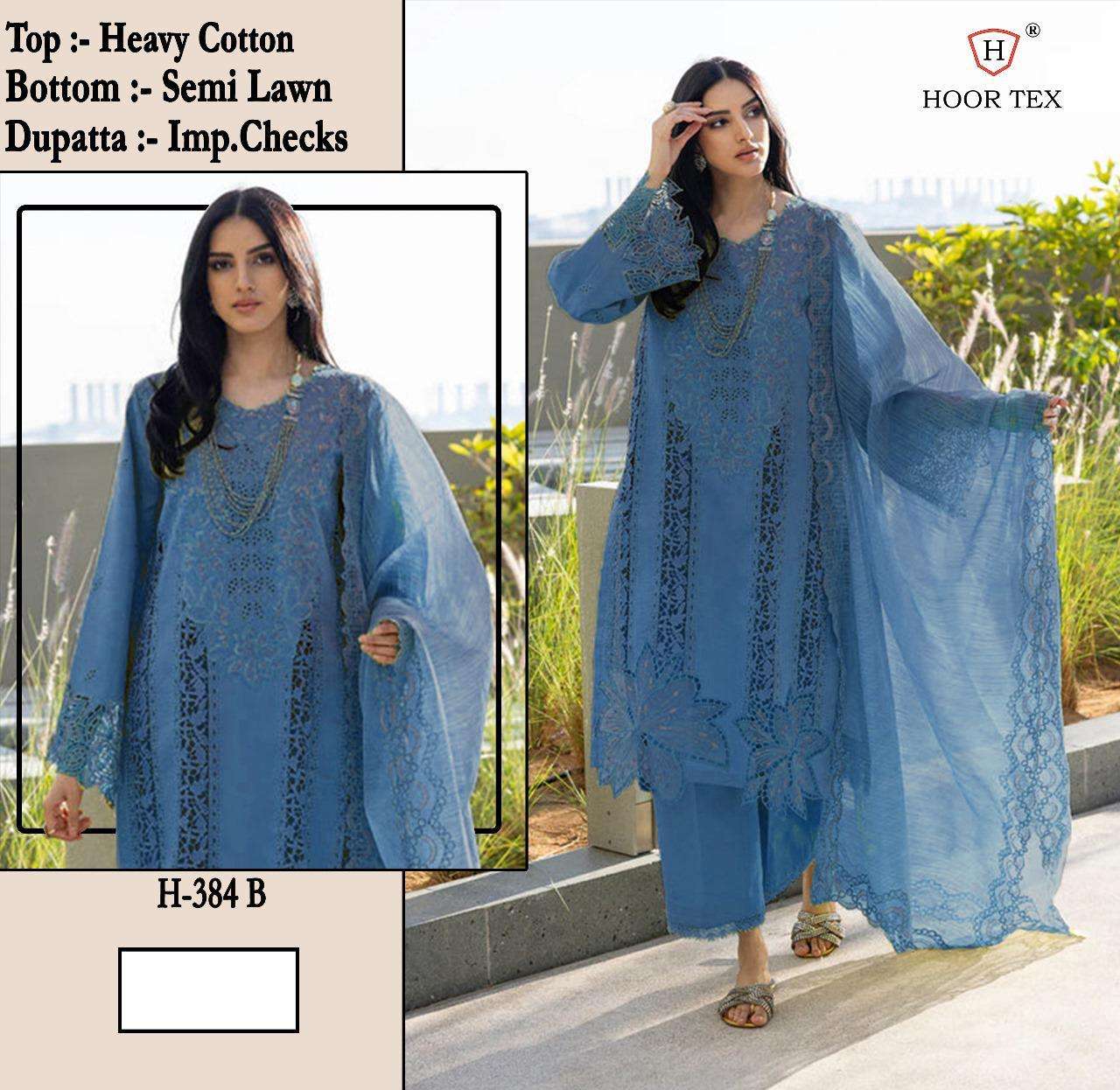 HOOR TEX H-384 A TO D SERIES HEAVY COTTON PAKISTANI DRESSES-00020