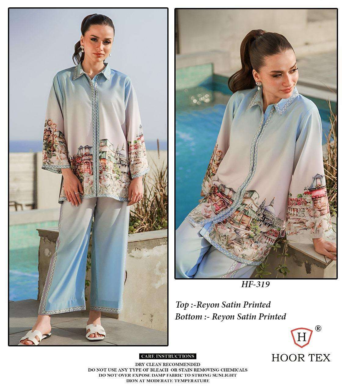 HOOR TEX HF-317 TO HF-326 SERIES PURE RAYON SATIN PRINTED PAKISTANI CO-ORD SET-00020