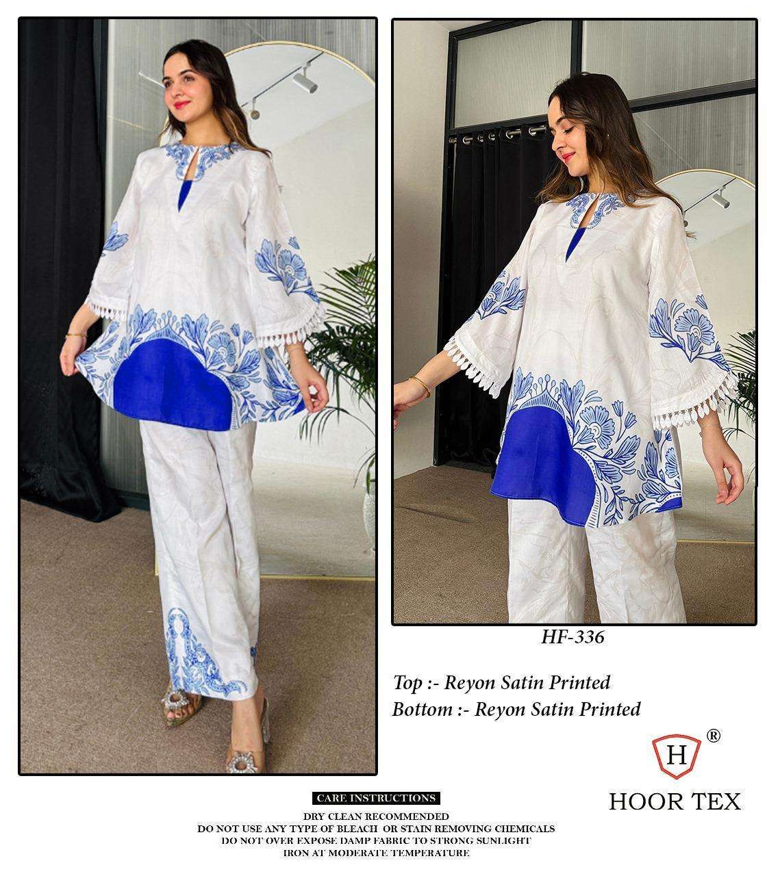 HOOR TEX HF-327 TO HF-336 SERIES PURE RAYON SATIN PRINTED PAKISTANI CO-ORD SET-00020