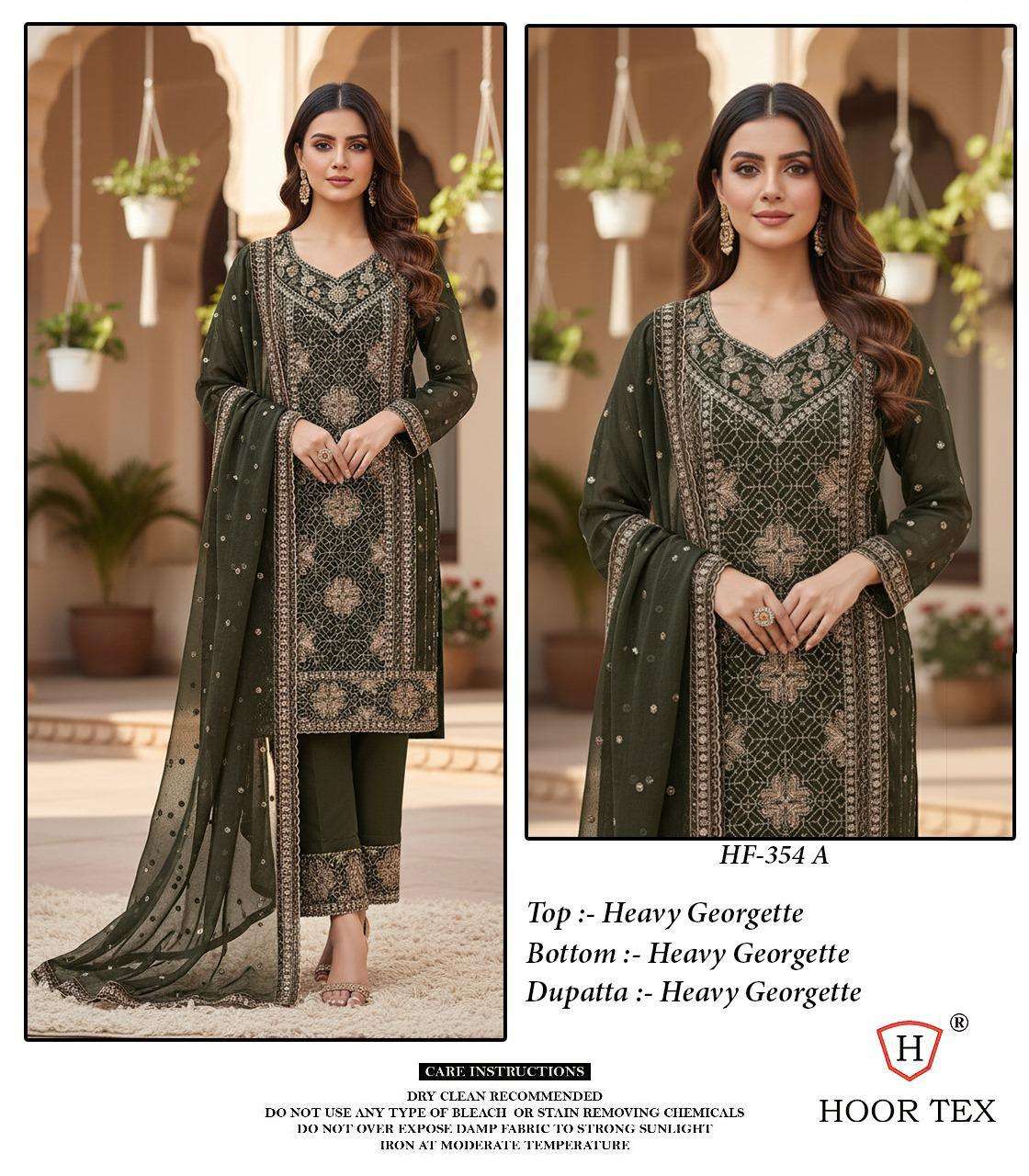 HOOR TEX HF-354-A TO 354-D SERIES PURE GEORGETTE EMBROIDERY DRESSES-00020