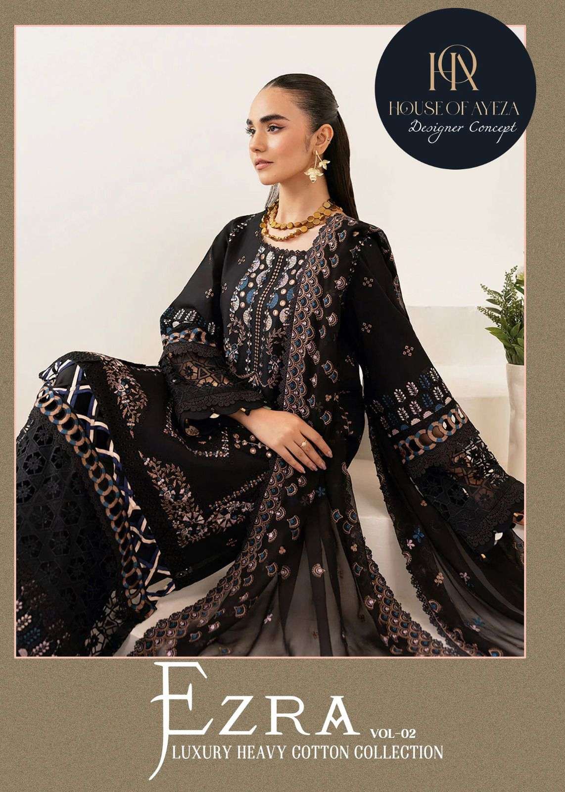 HOUSE OF AYEZA EZRA VOL-02 201 TO 206 SERIES PURE COTTON PAKISTANI DRESSES-00201