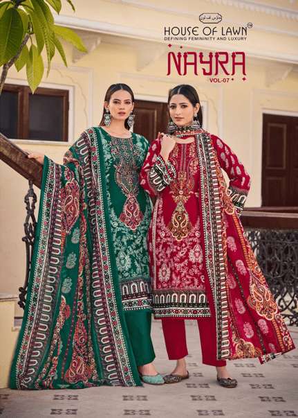 HOUSE OF LAWN NAYRA VOL-07 1001 TO 1008 SERIES PURE COTTON PRINTED PAKISTANI DRESSES-00011
