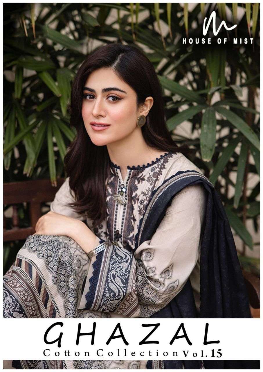 HOUSE OF MIST GHAZAL VOL-15 141 TO 146 SERIES PURE COTTON PRINTED PAKISTANI DRESSES-00201