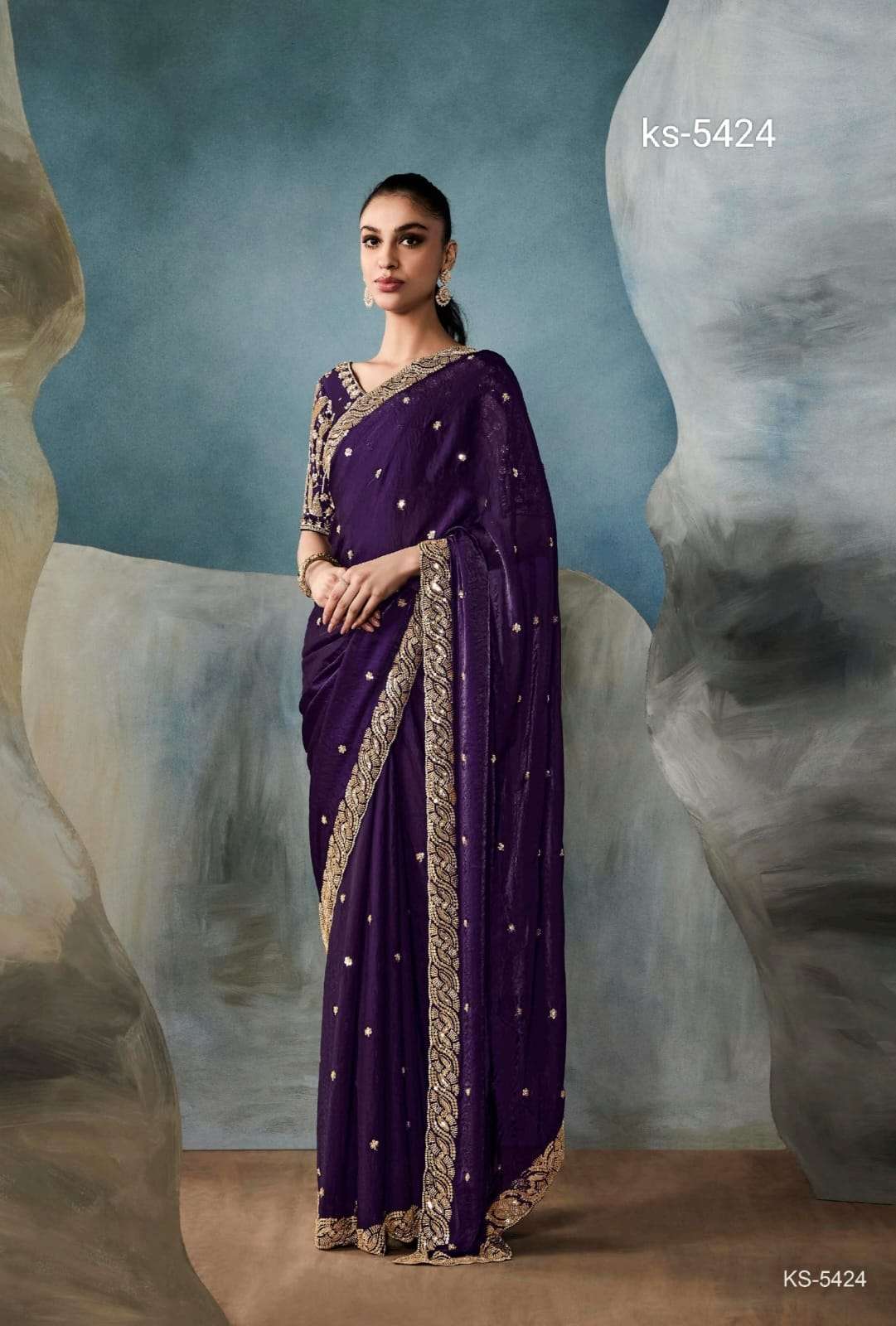ICONIC 5400 SERIES BY ASLIWHOLESALE DESIGNER FANCY HANDWORK EMBROIDERY SAREES-00004
