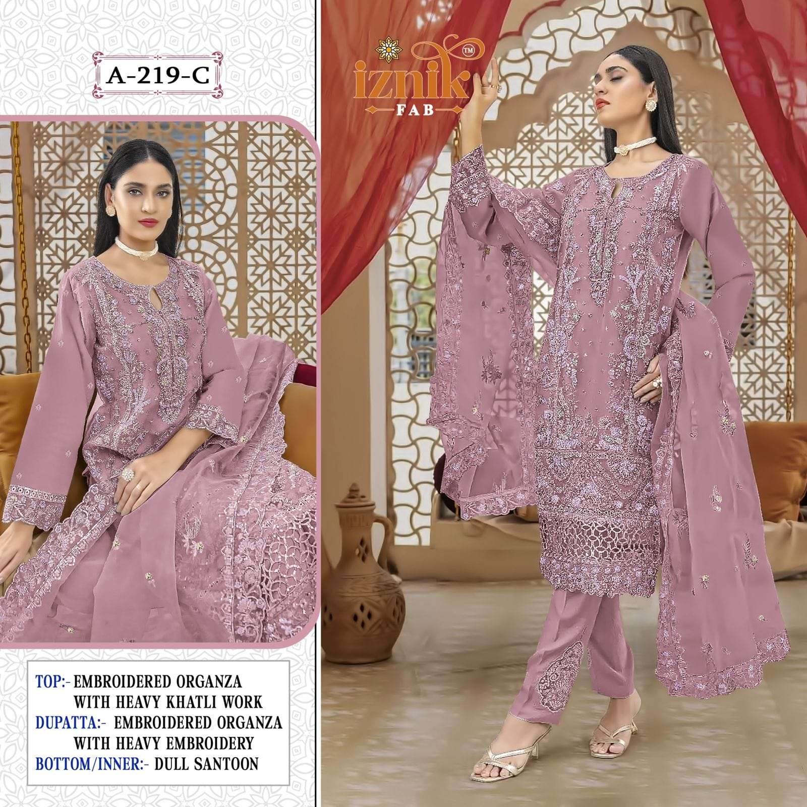 IZNIK A-219  PURE ORGANZA EMBROIDERY PAKISTANI DRESSES-00201