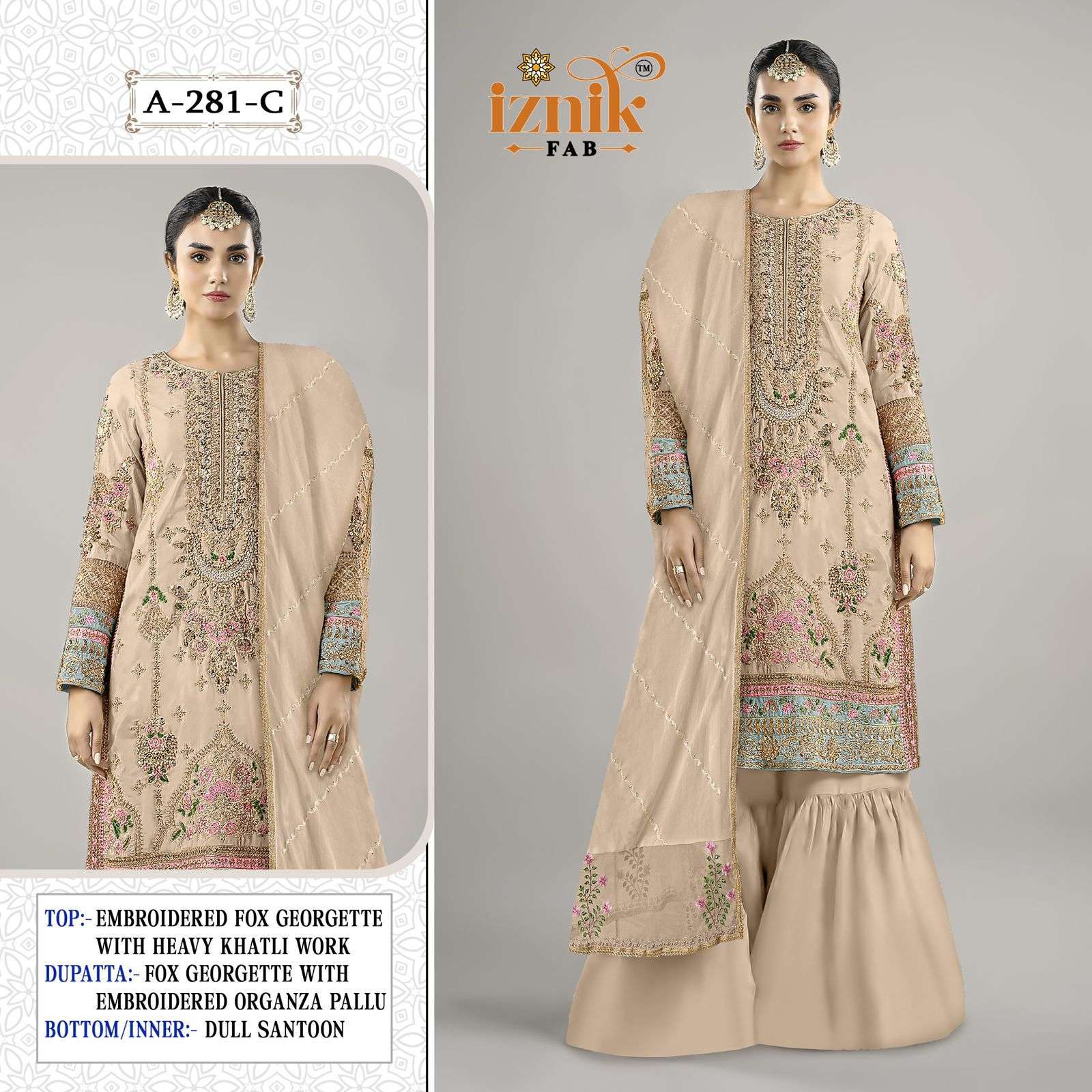 IZNIK A-281 HEAVY GEORGETTE EMBROIDERY PAKISTANI DRESSES-00201
