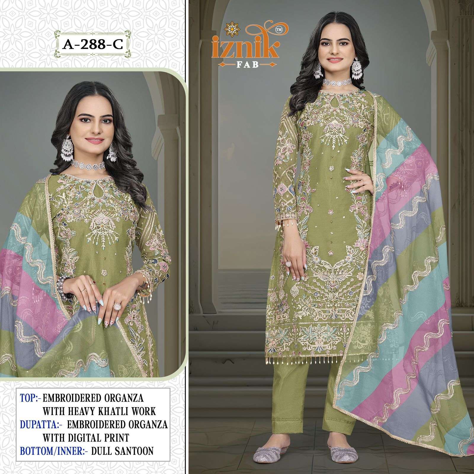 IZNIK A-288 PURE HEAVY ORGANZA EMBROIDERY PAKISTANI DRESSES-00201