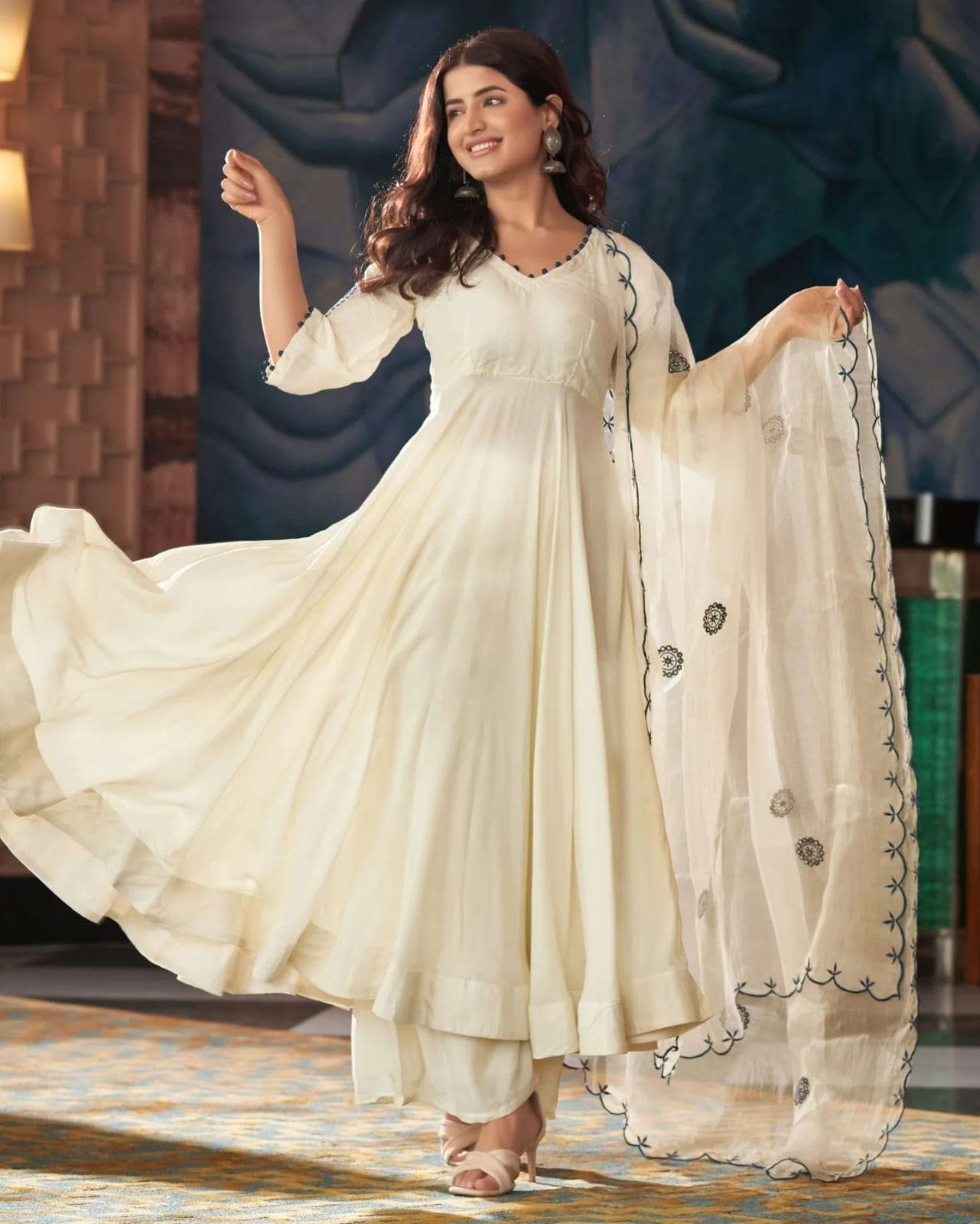 JANVI-2 BY ASLIWHOLESALE DESIGNER PURE VICHITRA SILK EMBROIDERY DRESSES-00264