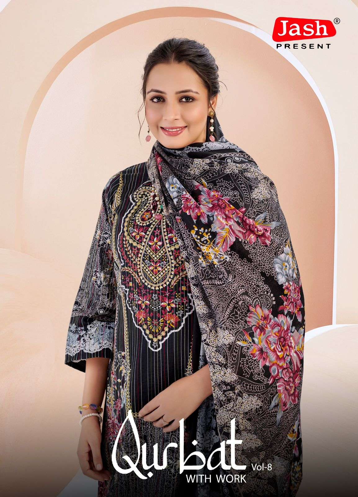 JASH QURBAT VOL-08  8001 TO 8008 SERIES PURE COTTON PAKISTANI DRESSES-00062