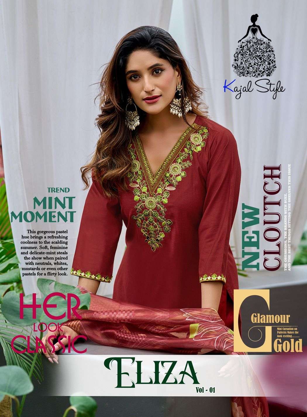 KAJAL STYLE ELIZA VOL-1 1001 TO 1008 SERIES PURE FANCY EMBROIDERY DRESSES-00140