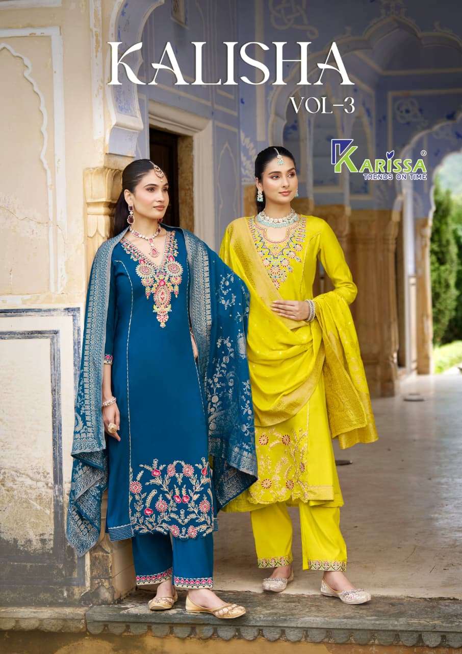 KARISSA KALISHA VOL-03 3001 TO 3004 SERIES PURE VISCOSE SILK DRESSES-00014