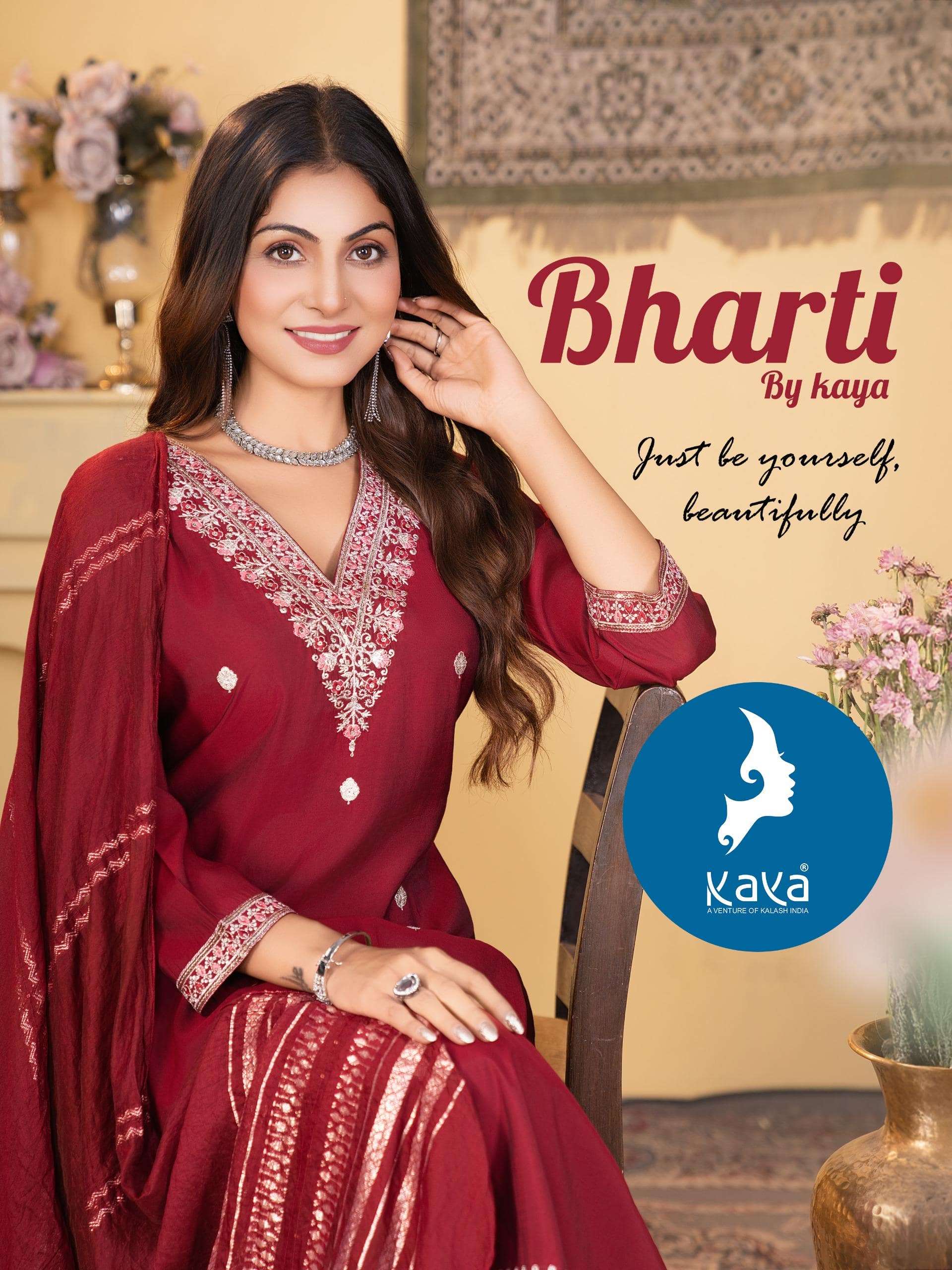 KAYA BHARTI 01 TO 06 SERIES PURE ROMAN SILK DRESSES-00140