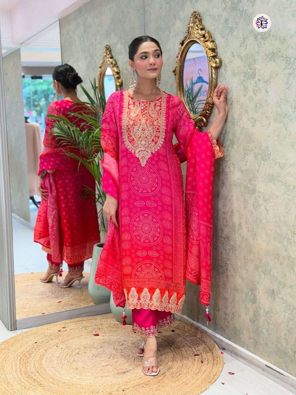KF-1007 BY ASLIWHOLESALE DESIGNER PURE CHINON EMBROIDERY DRESSES-00096