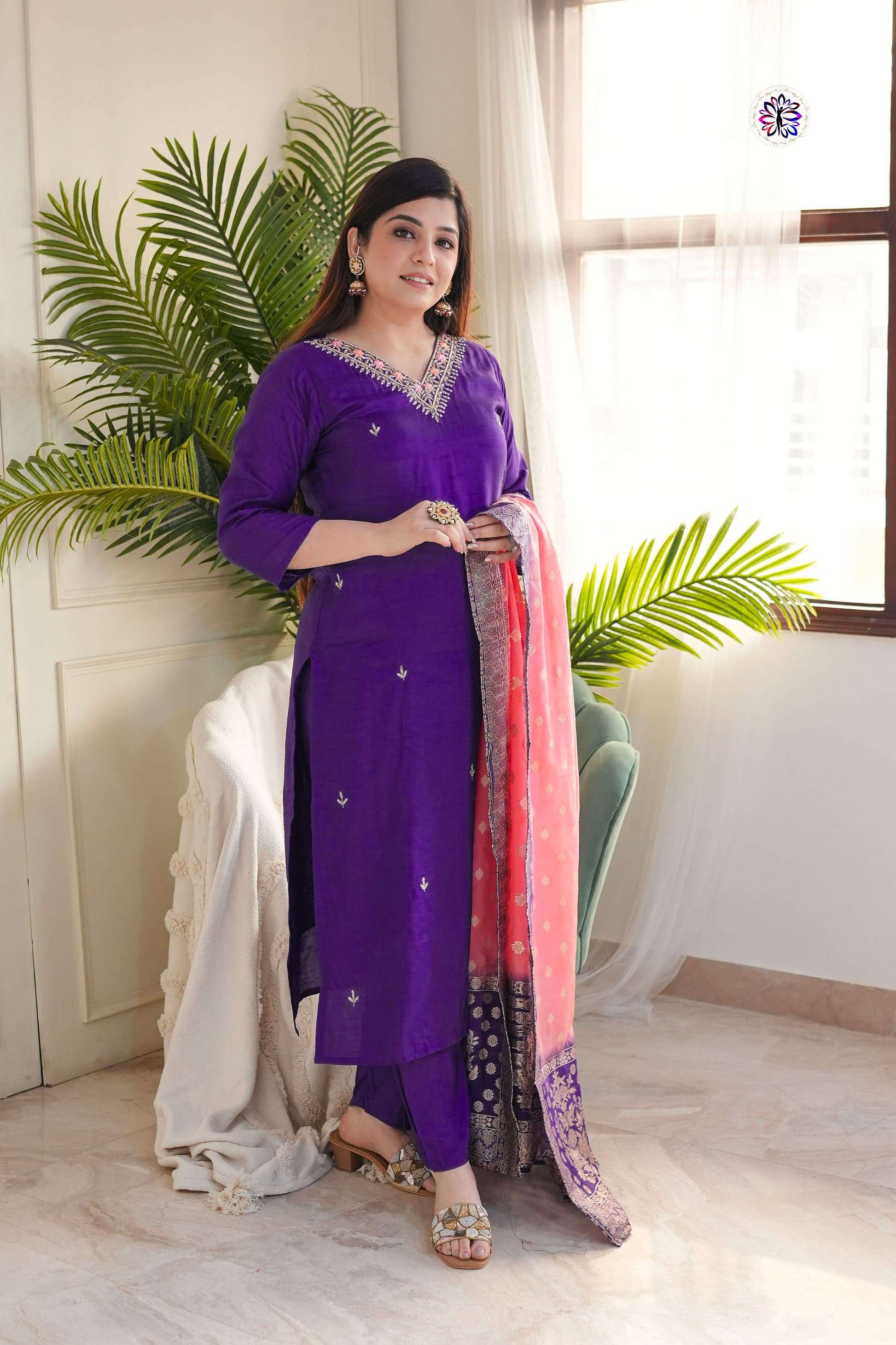 KF-4061 BY ASLIWHOLESALE DESIGNER PURE VICHITRA EMBROIDERY DRESSES-00096