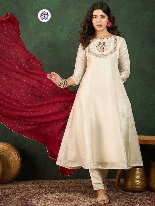 kf-4071 BY ASLIWHOLESALE DESIGNER PURE VICHITRA SILK EMBROIDERY DRESSES-00096