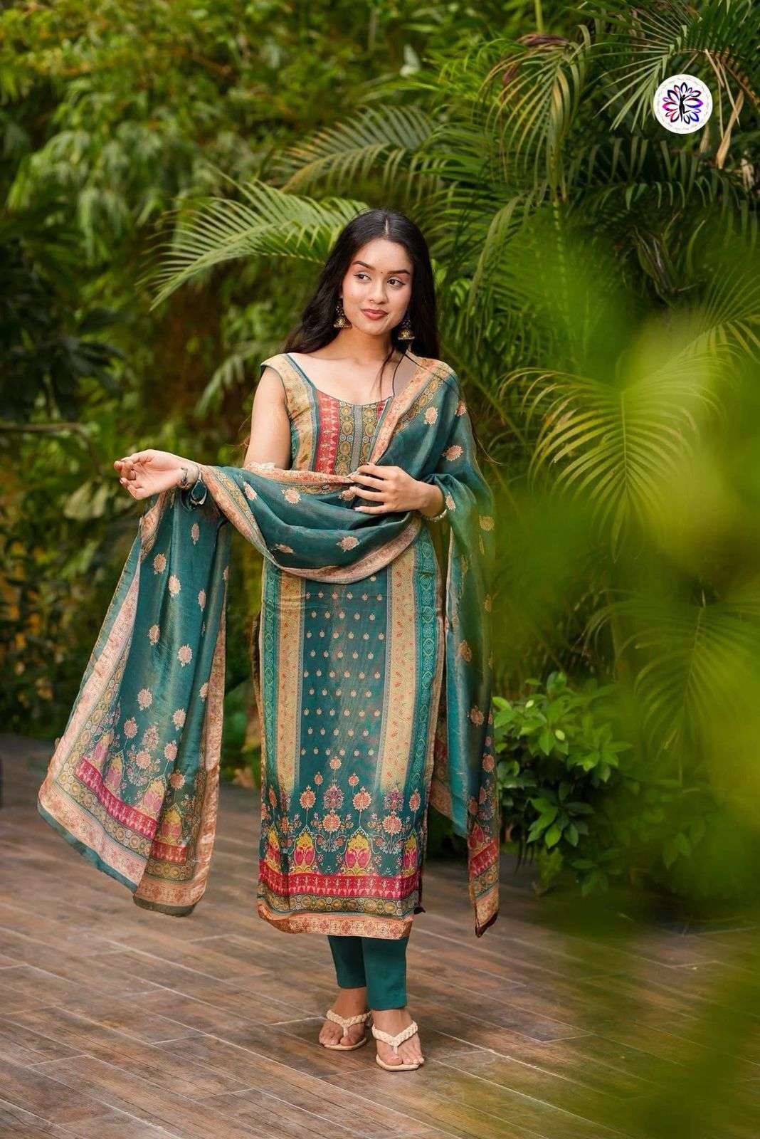 KF-4083 BY ASLIWHOLESALE DESIGNER PURE ZARNA SILK EMBROIDERY DRESSES-00096