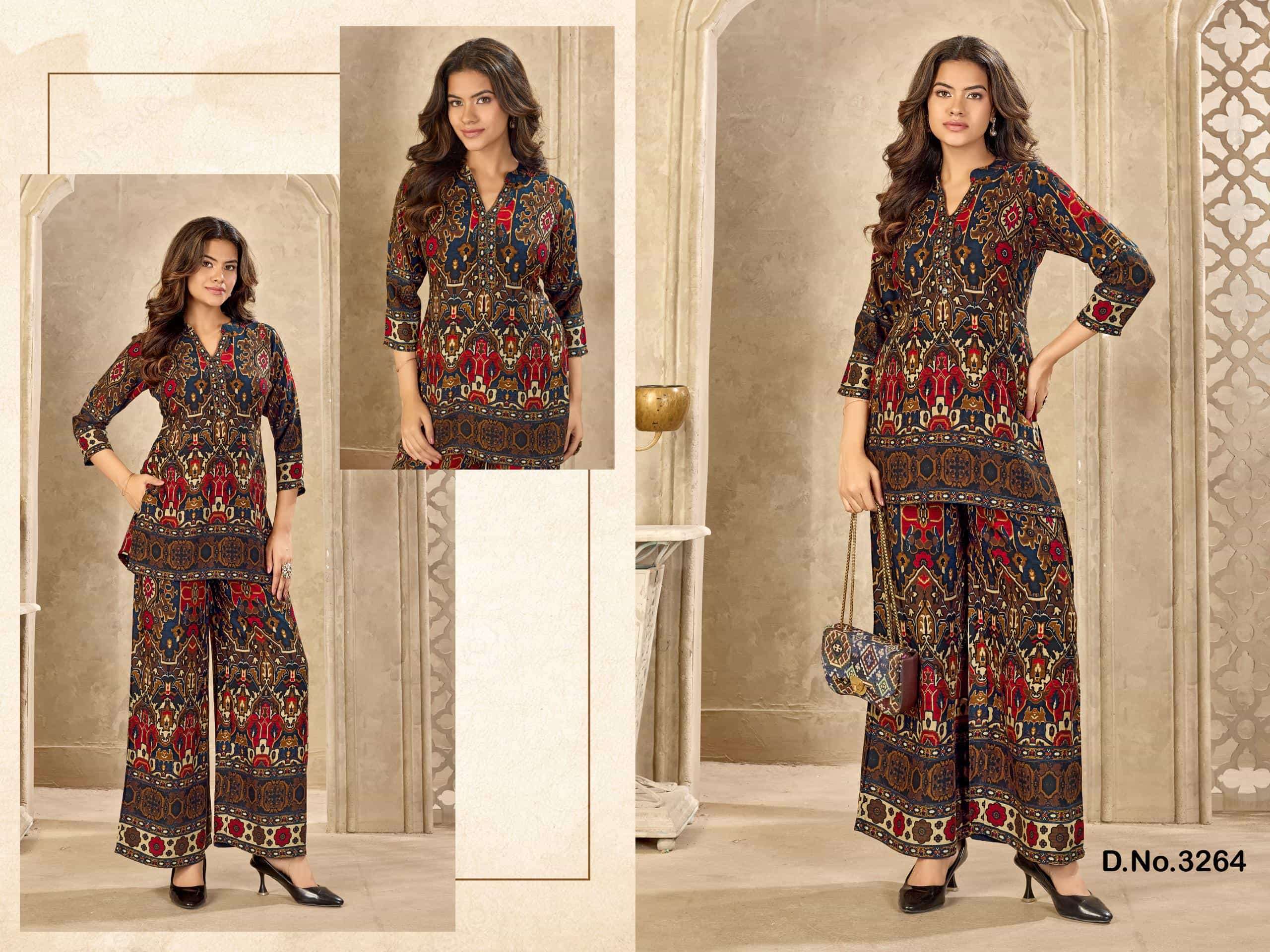 LADIES FLAVOUR 3264 To 3273 SERIES PURE RAYON PRINTED CO-ORD SET-00308