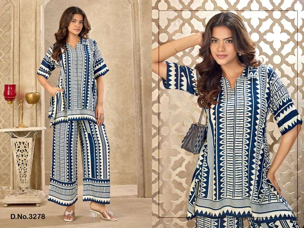 LADIES FLAVOUR 3278 & 3279 SERIES PURE RAYON PRINTED CO-ORD SET-00308