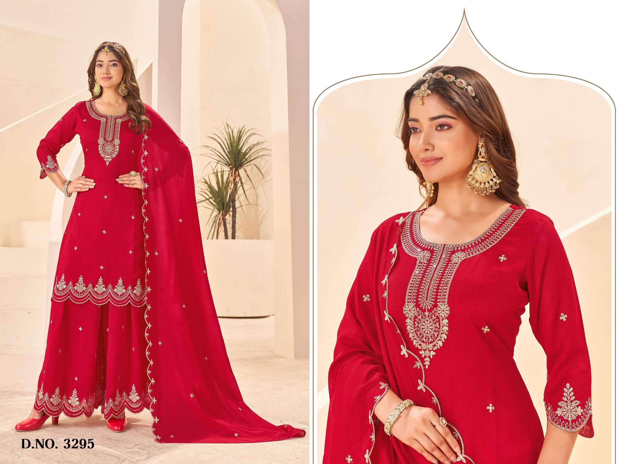 LADIES FLAVOUR 3290 TO 3295 SERIES PURE VICHITRA EMBROIDERY DRESSES-00308