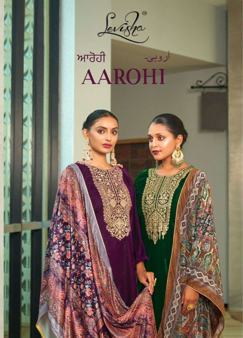 LEVISHA AAROHI 1013 TO 1017 SERIES PURE VELVET EMBROIDERY PAKISTANI DRESSES-00011