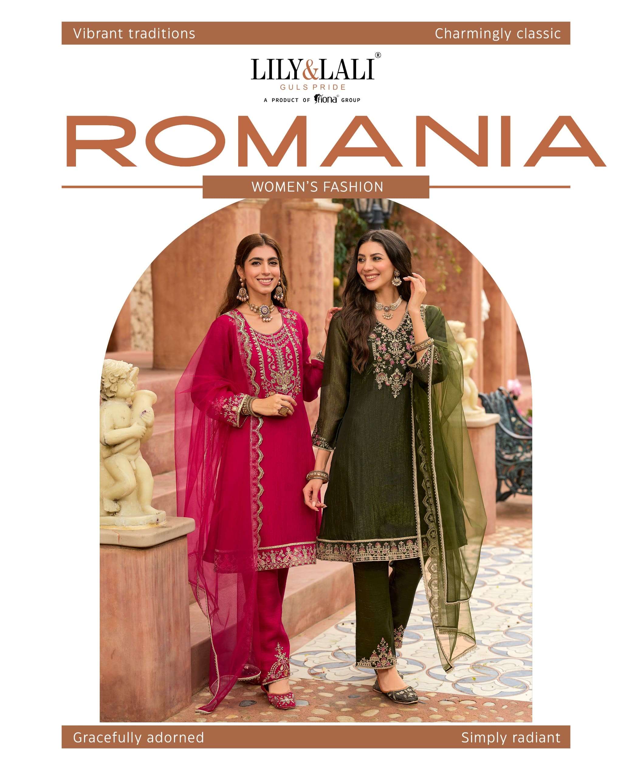 LILY AND LALI ROMANIA 28401 TO 28404 SERIES PURE SILK EMBROIDERY DRESSES-00028