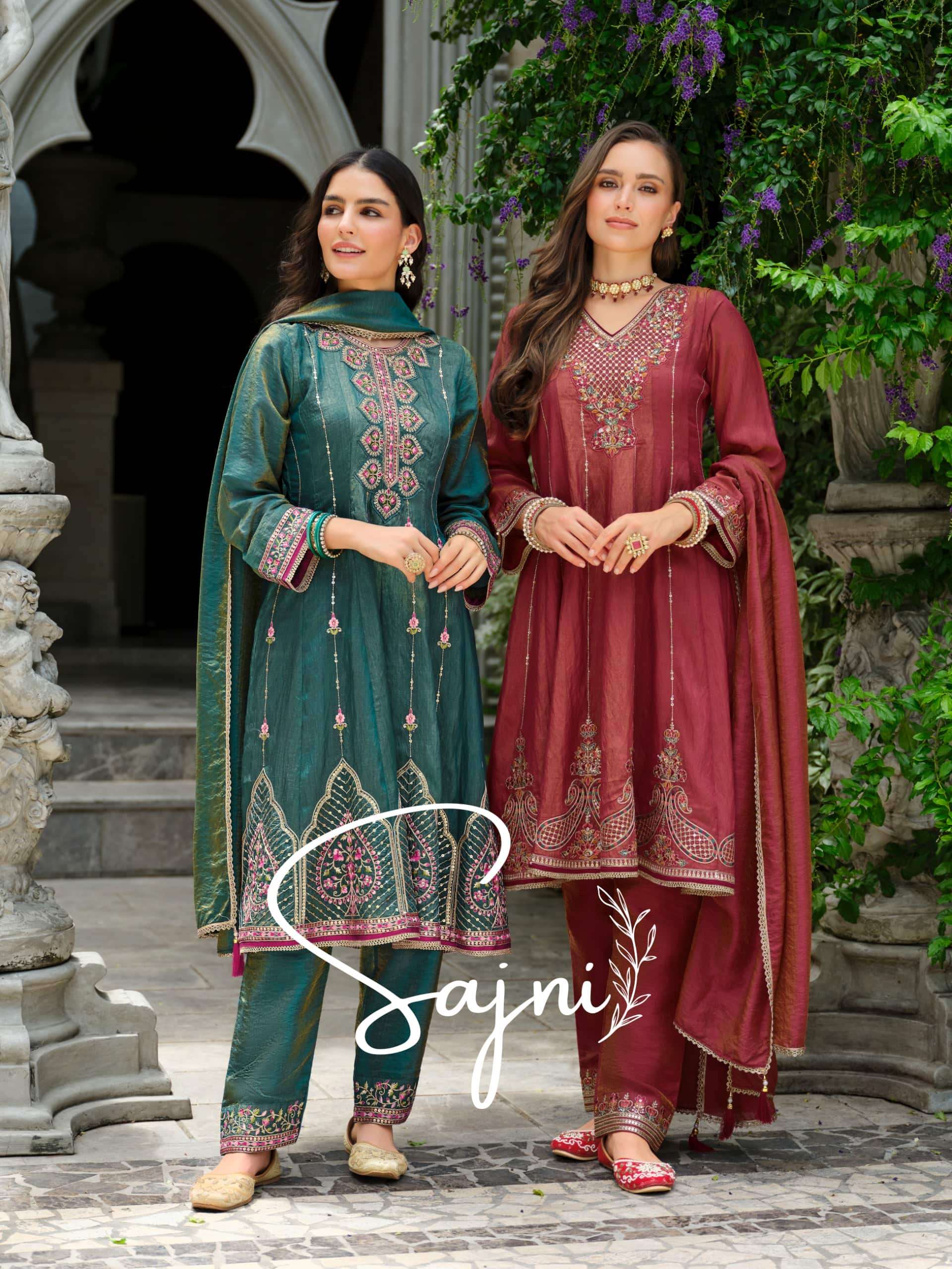 LILY AND LALI SAJNI 27421 TO 27424 SERIES PURE SILK EMBROIDERY DRESSES-00028