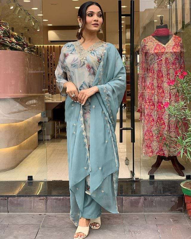 MAHIRA BY ASLIWHOLESALE DESIGNER PURE ORGANZA EMBROIDERY DRESSES-00264