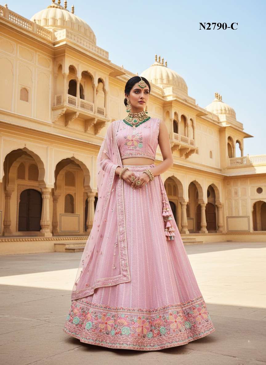MAHOTSAV NIMAYA VOL-1 N2790 TO N2794-B PURE NET EMBROIDERY LEHENGAS-00276