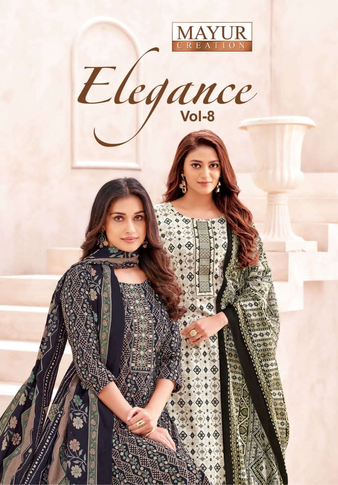 MAYUR CREATION ELEGANCE VOL-8 8001 TO 8010 SERIES PURE COTTON PRINTED EMBROIDERY DRESSES-00015