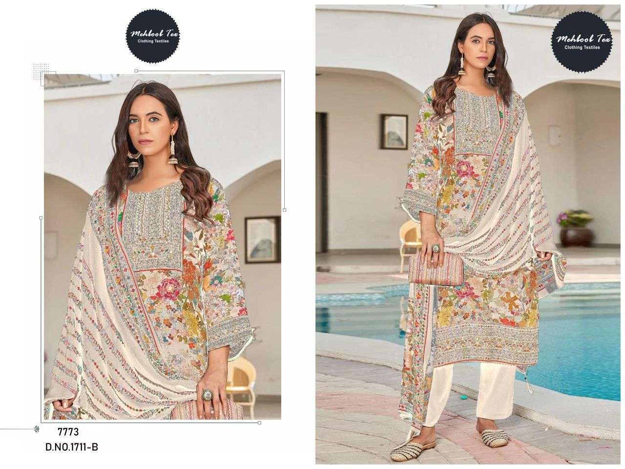 MEHBOOB TEX 1711-B PURE VISCOSE MUSLIN PRINTED PAKISTANI DRESS-00062