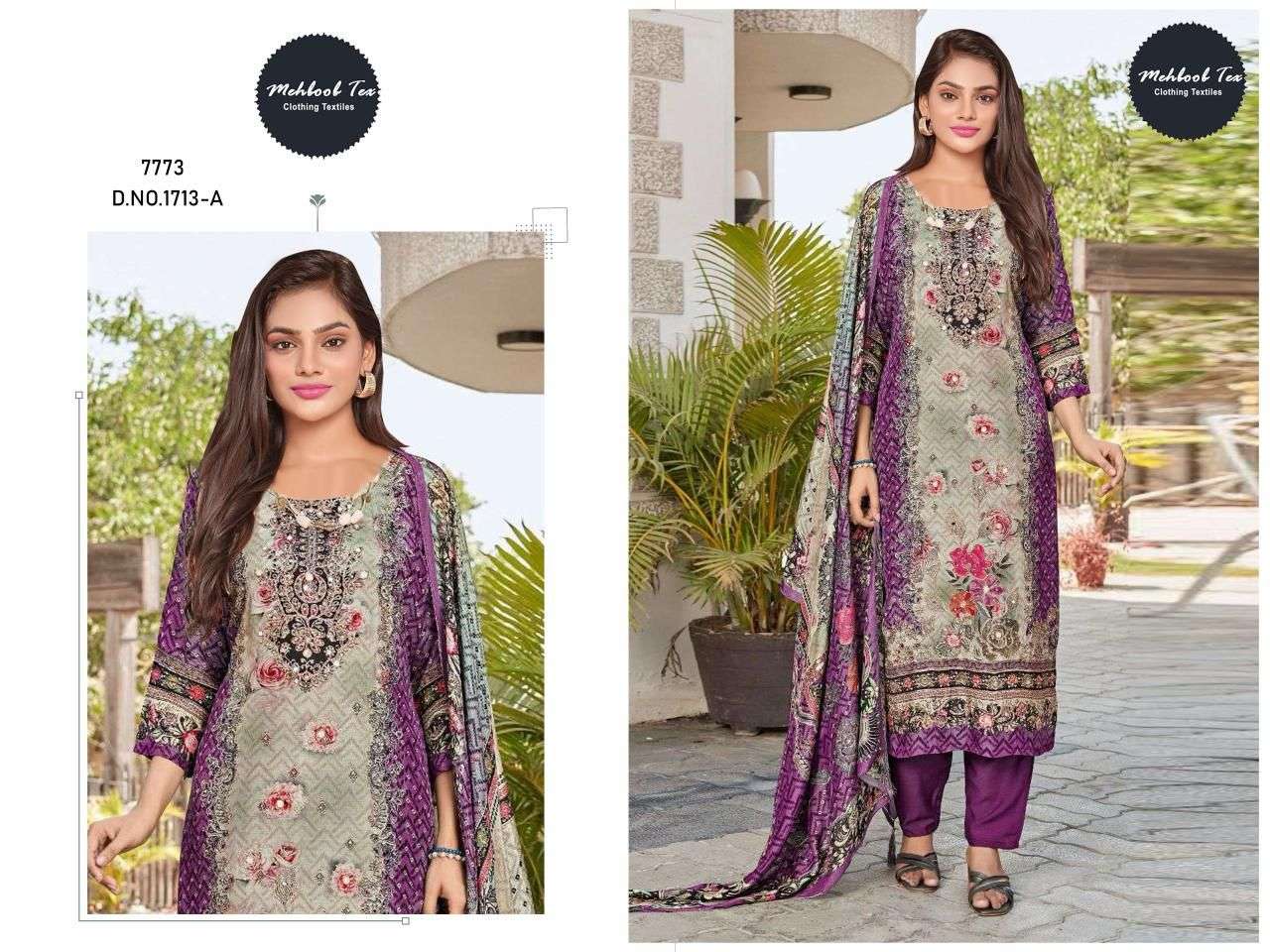 MEHBOOB TEX 1713 COLOUR PURE VISCOSE MUSLIN PRINTED PAKISTANI DRESS-00062