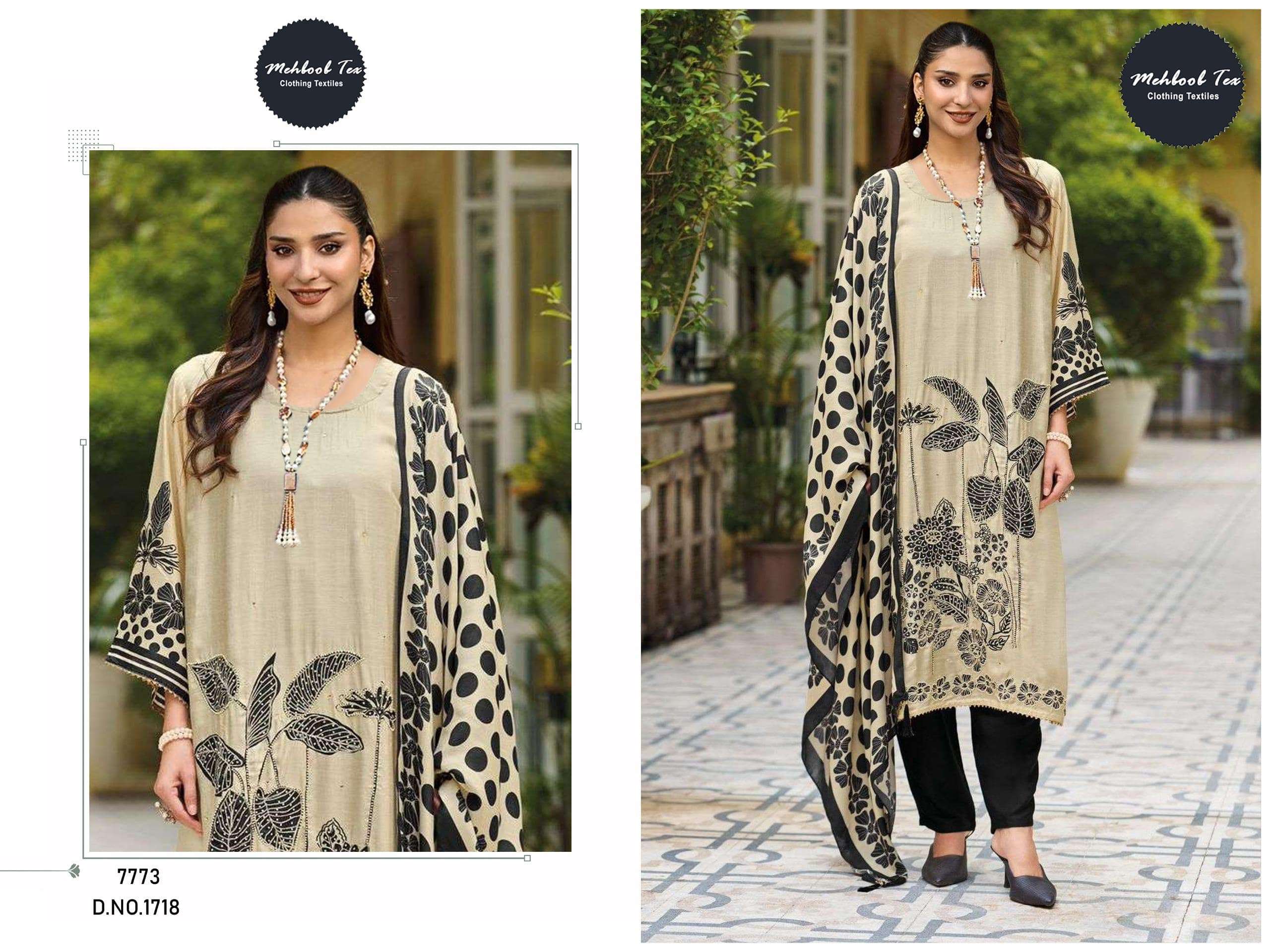 MEHBOOB TEX 1718 SERIES PURE VISCOSE MUSLIN PRINTED PAKISTANI DRESS-00062