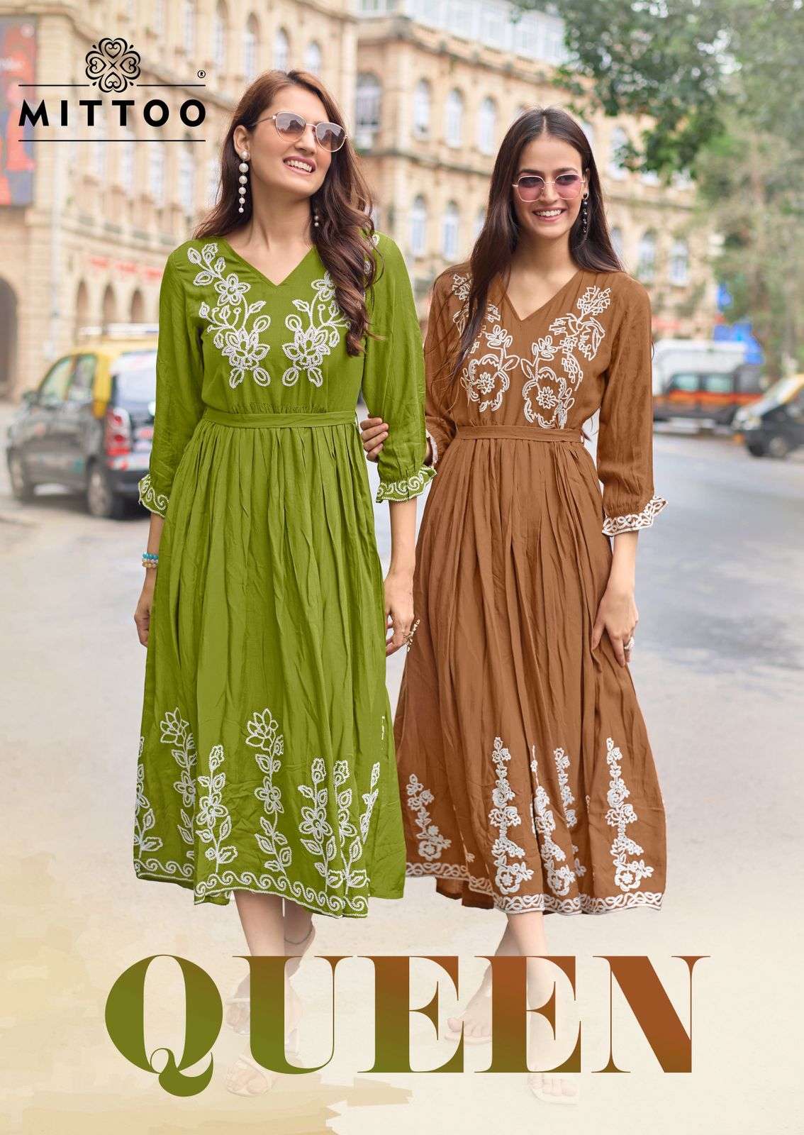 MITTOO QUEEN 1001 TO 1006 SERIES PURE RAYON EMBROIDERY GOWN-00014
