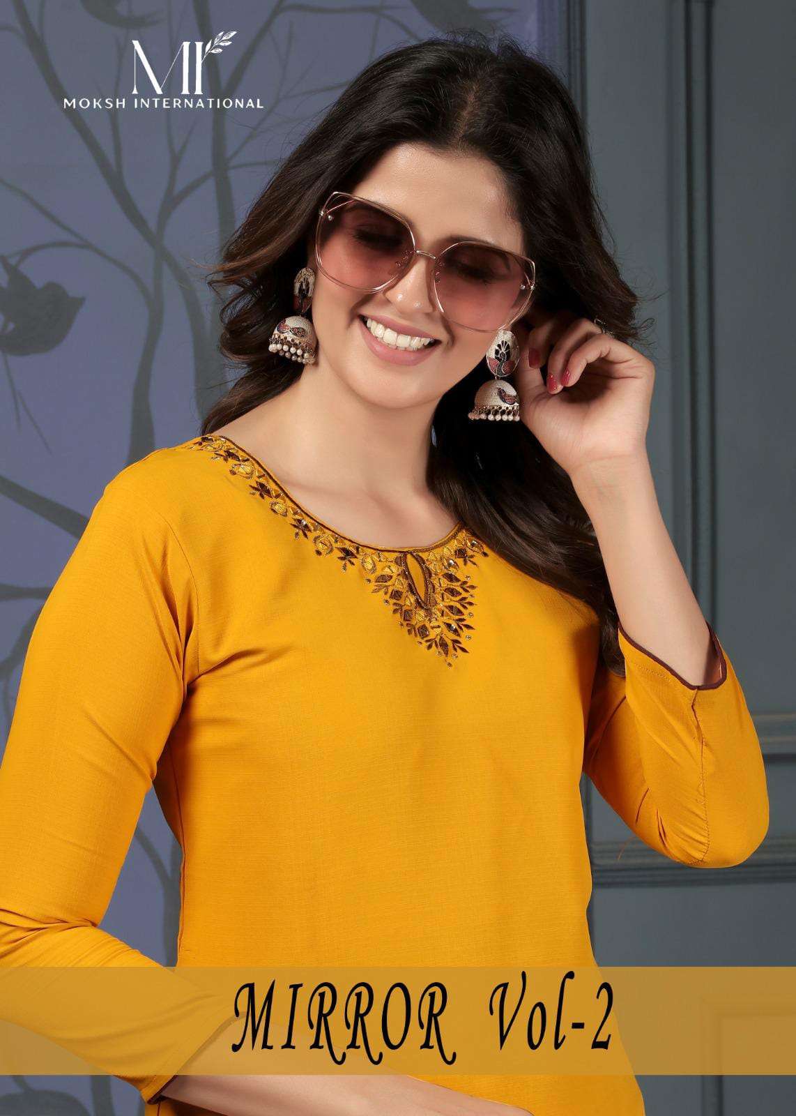 MOKSH INTERNATIONAL MIRROR VOL-2 PURE COTTON HANDWORK KURTIS-00154