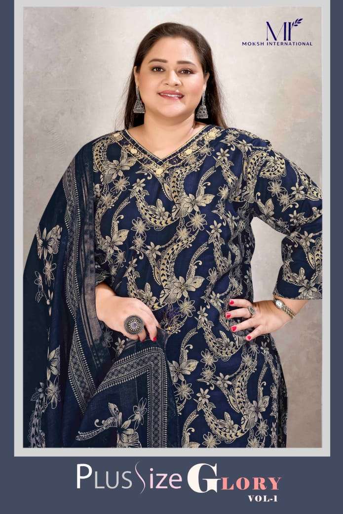 MOKSH INTERNATIONAL PLUS SIZE GLORY VOL-1 8665 TO 8667 SERIES PURE VISCOSE HANDWORK DRESSES-00154