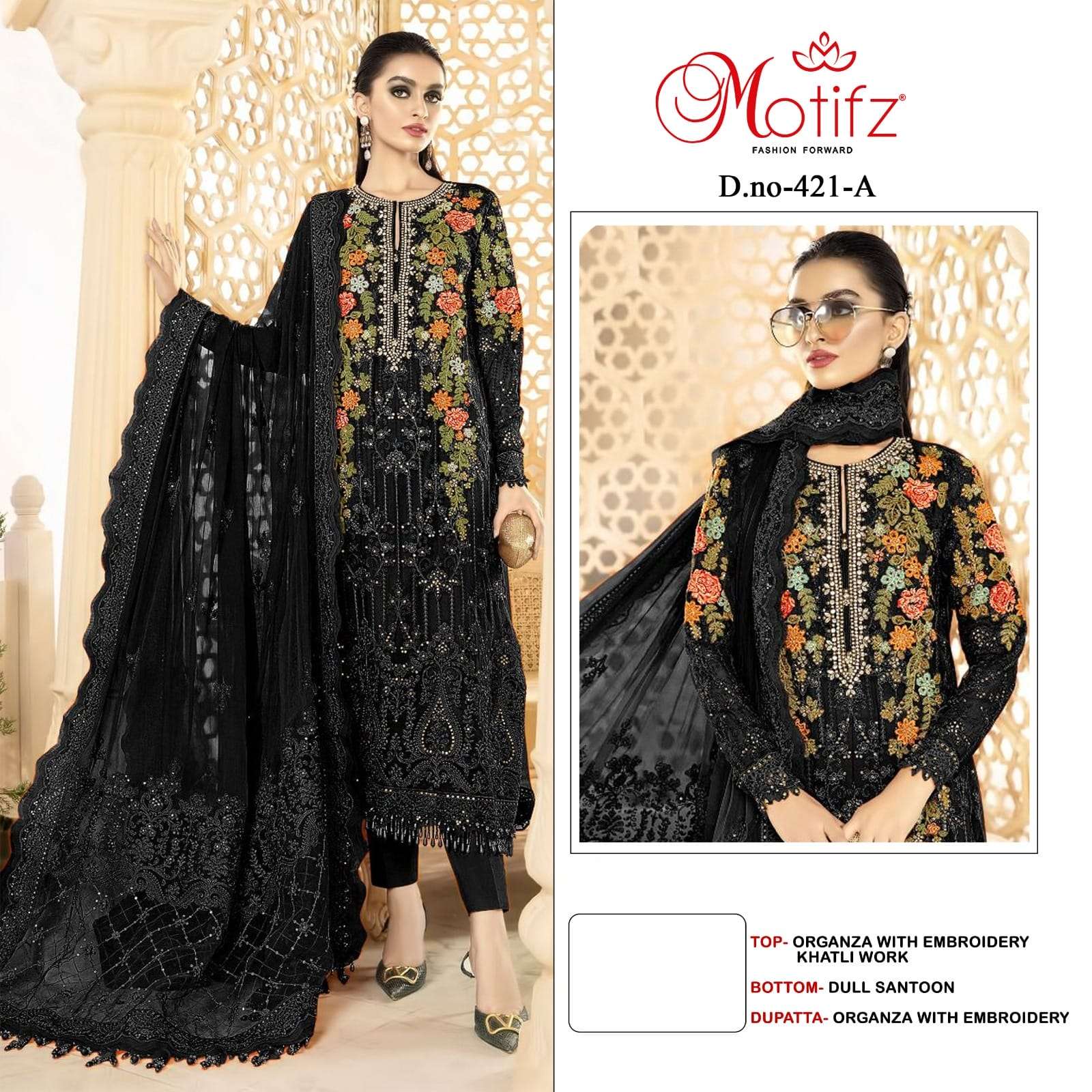 MOTIFZ 421  SERIES PURE ORGANZA EMBROIDERY PAKISTANI DRESSES-00201