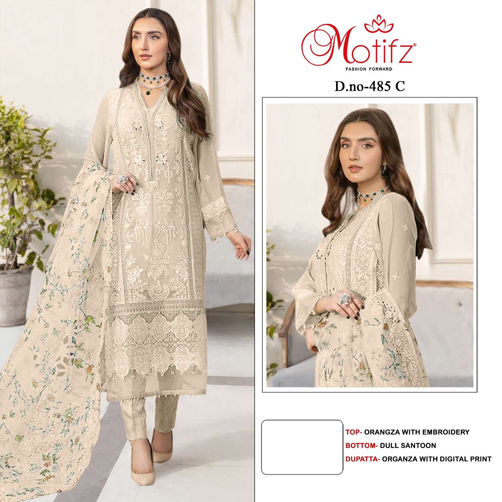 MOTIFZ 485 SERIES ORGANZA EMBROIDERY PAKISTANI DRESSES-00201