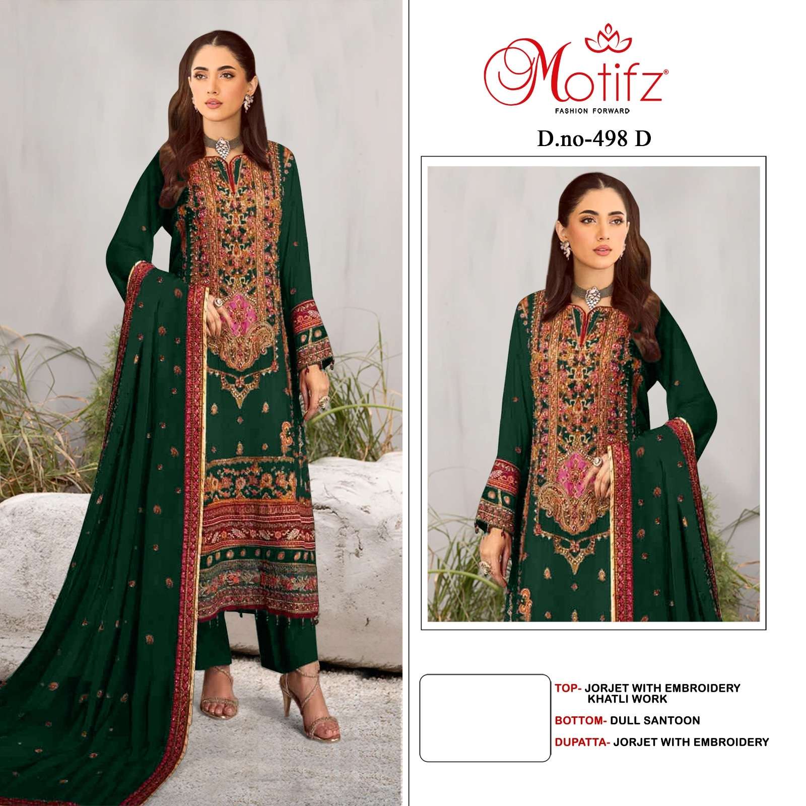 MOTIFZ 498 SERIES PURE GEORGETTE EMBROIDERY PAKISTANI DRESS-00201