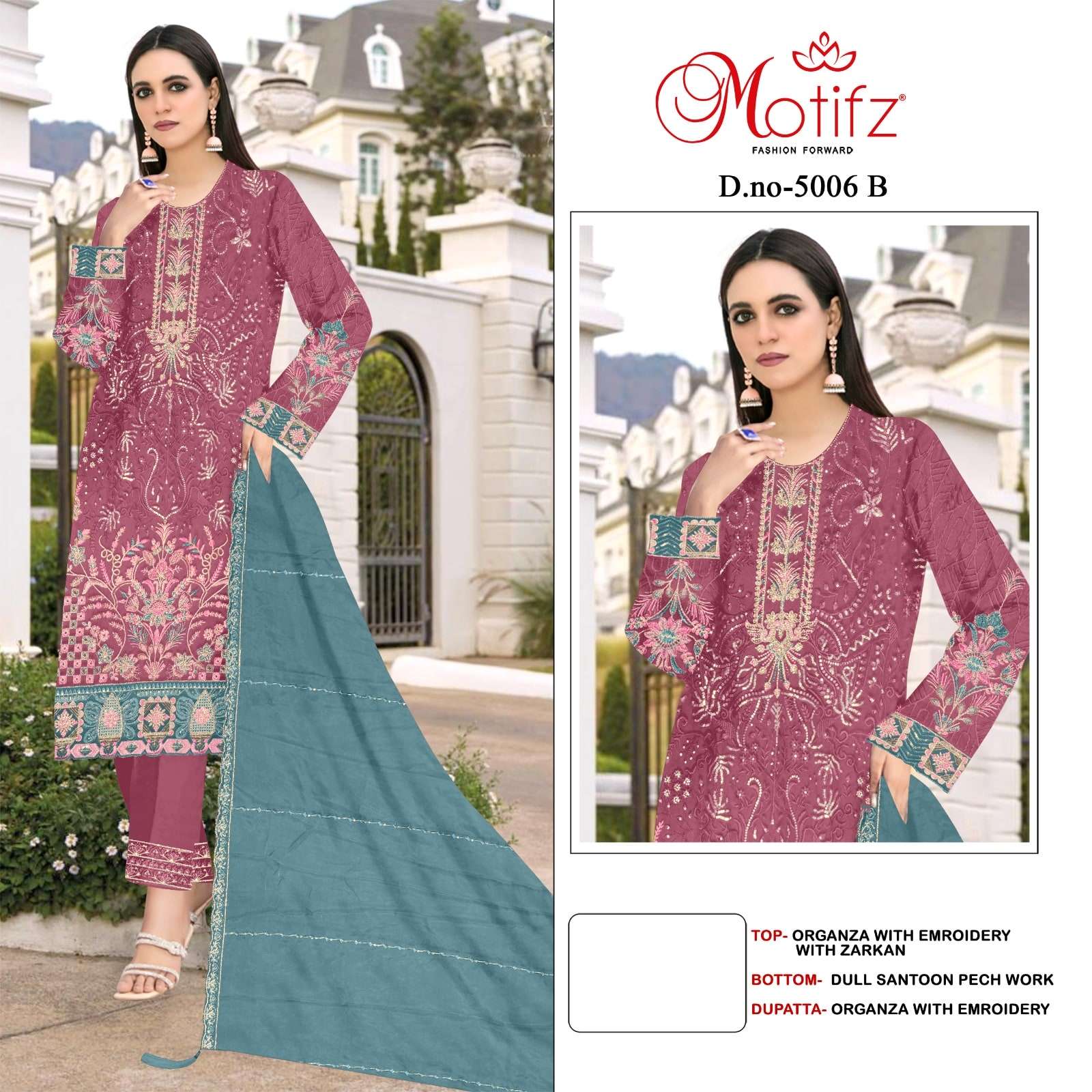 MOTIFZ 5006 SERIES PURE ORGANZA EMBROIDERY PAKISTANI DRESSES-00201