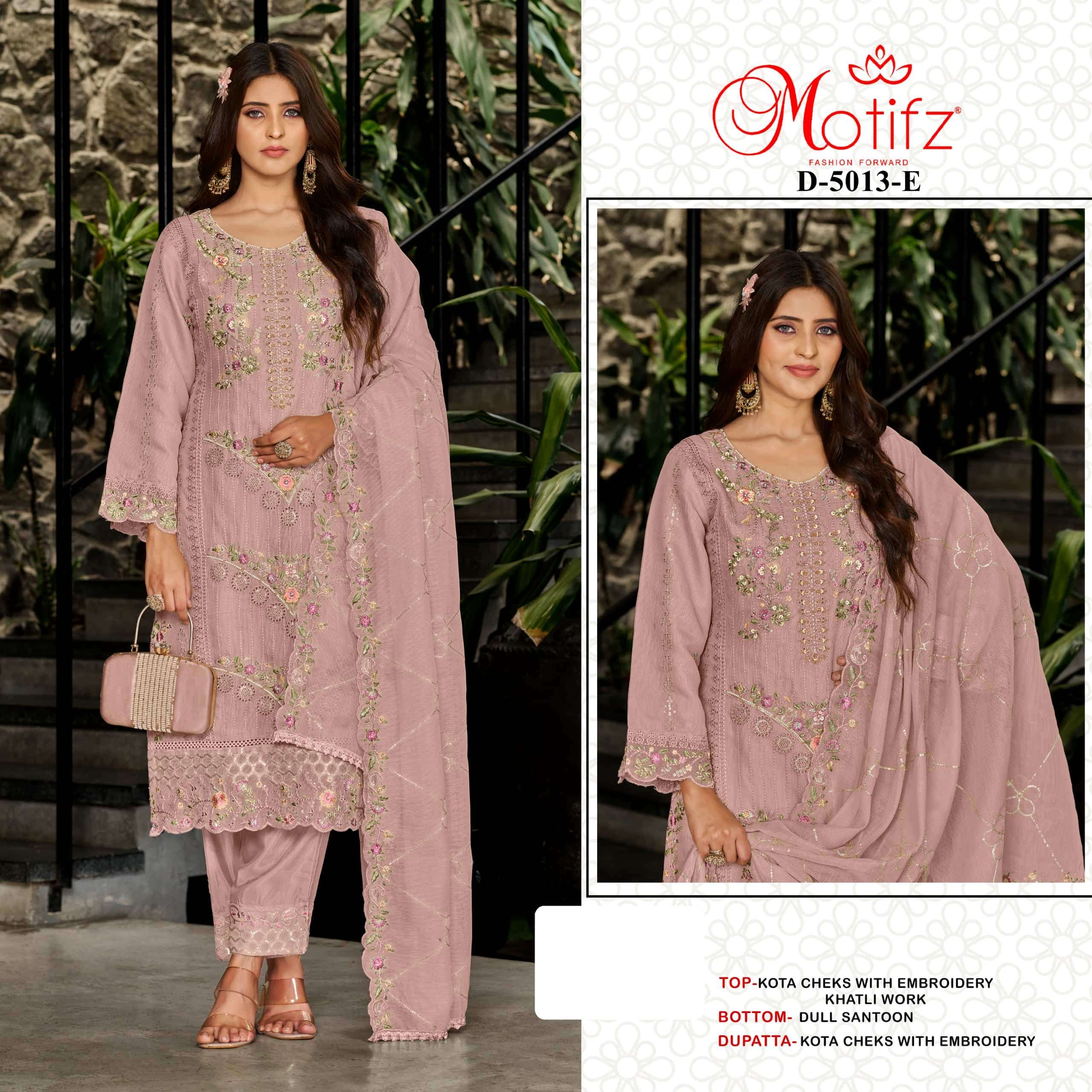 MOTIFZ 5013 SERIES PURE KOTA CHECKS EMBROIDERY PAKISTANI DRESSES-00201
