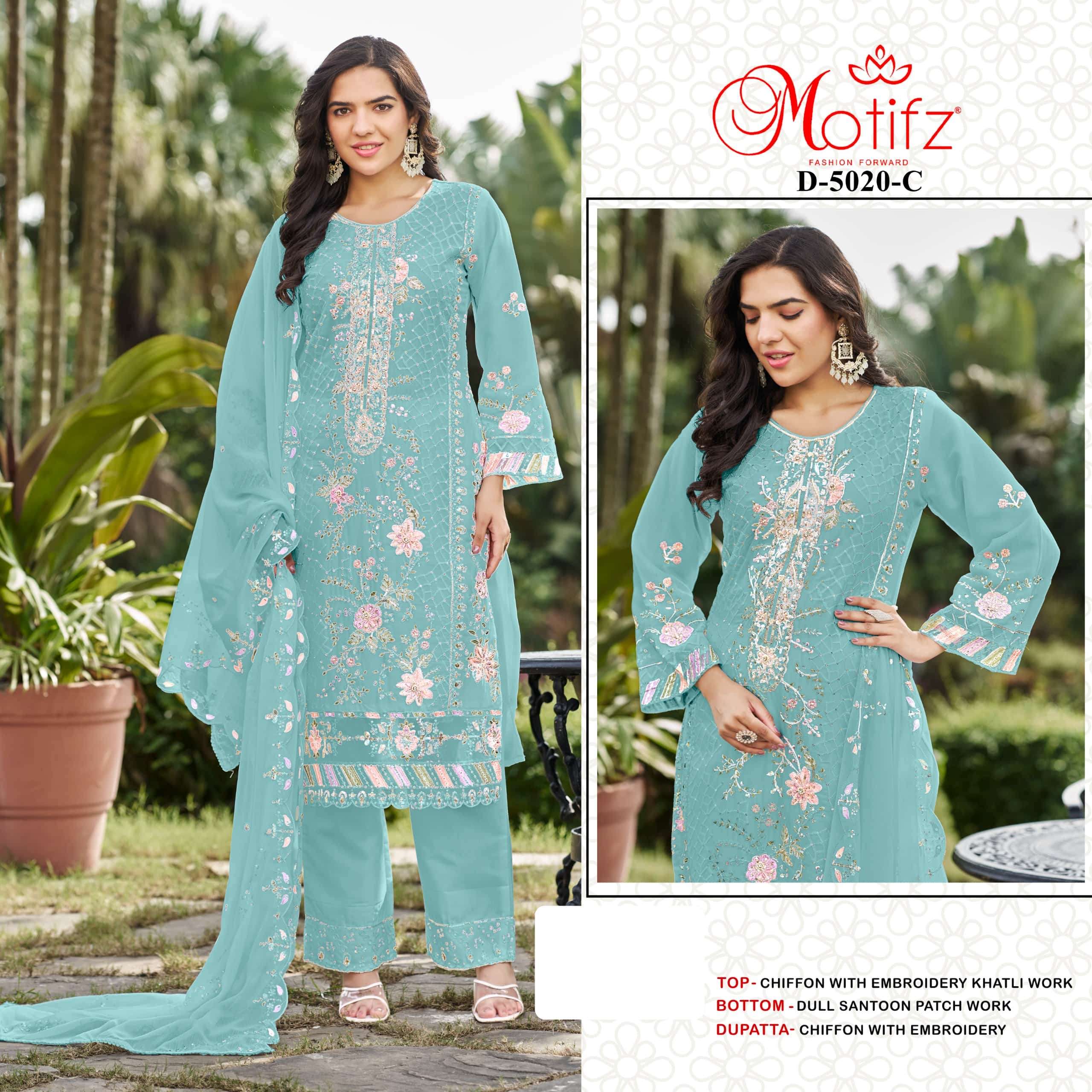 MOTIFZ 5020 SERIES PURE CHINNON EMBROIDERY PAKISTANI DRESSES-00201