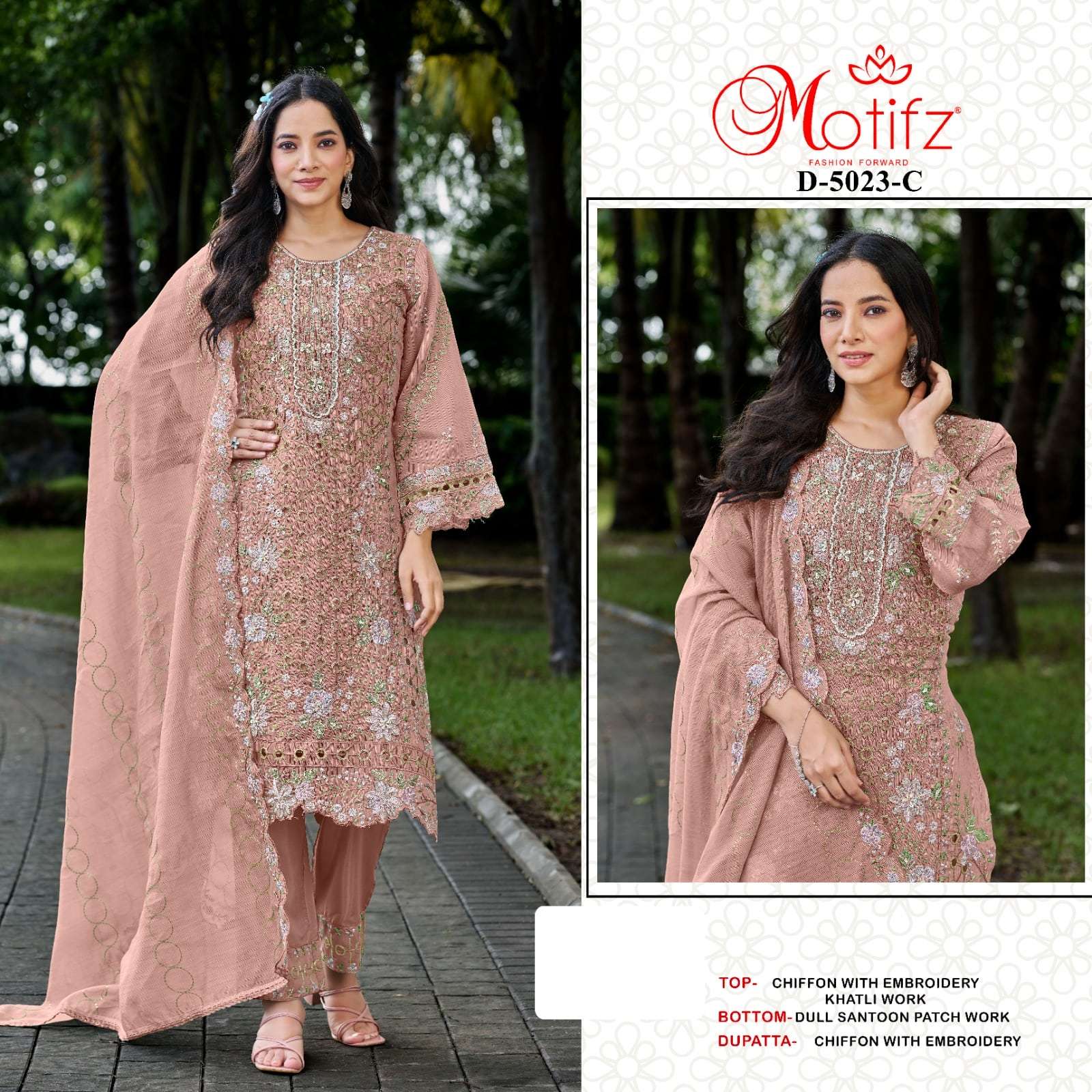MOTIFZ 5023 PURE CHIFFON EMBROIDERY PAKISTANI DRESSES-00201
