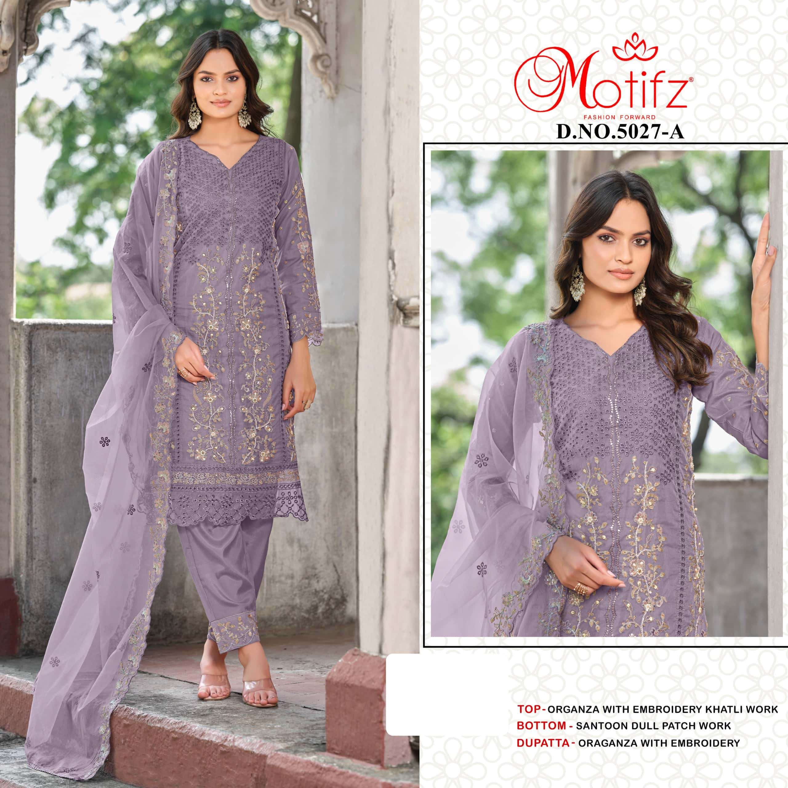 MOTIFZ 5027 PURE ORGANZA EMBROIDERY PAKISTANI DRESSES-00201
