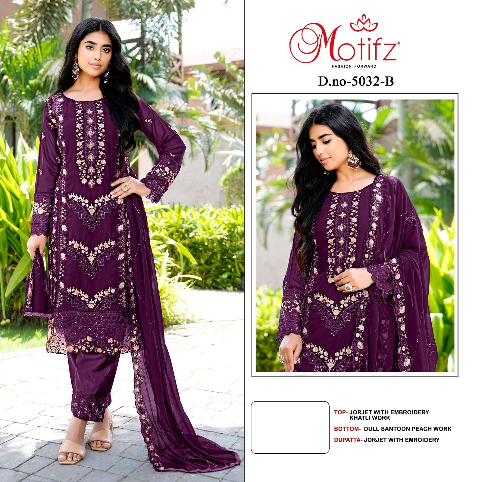 MOTIFZ 5032  PURE GEORGETTE EMBROIDERY PAKISTANI DRESSES-00201