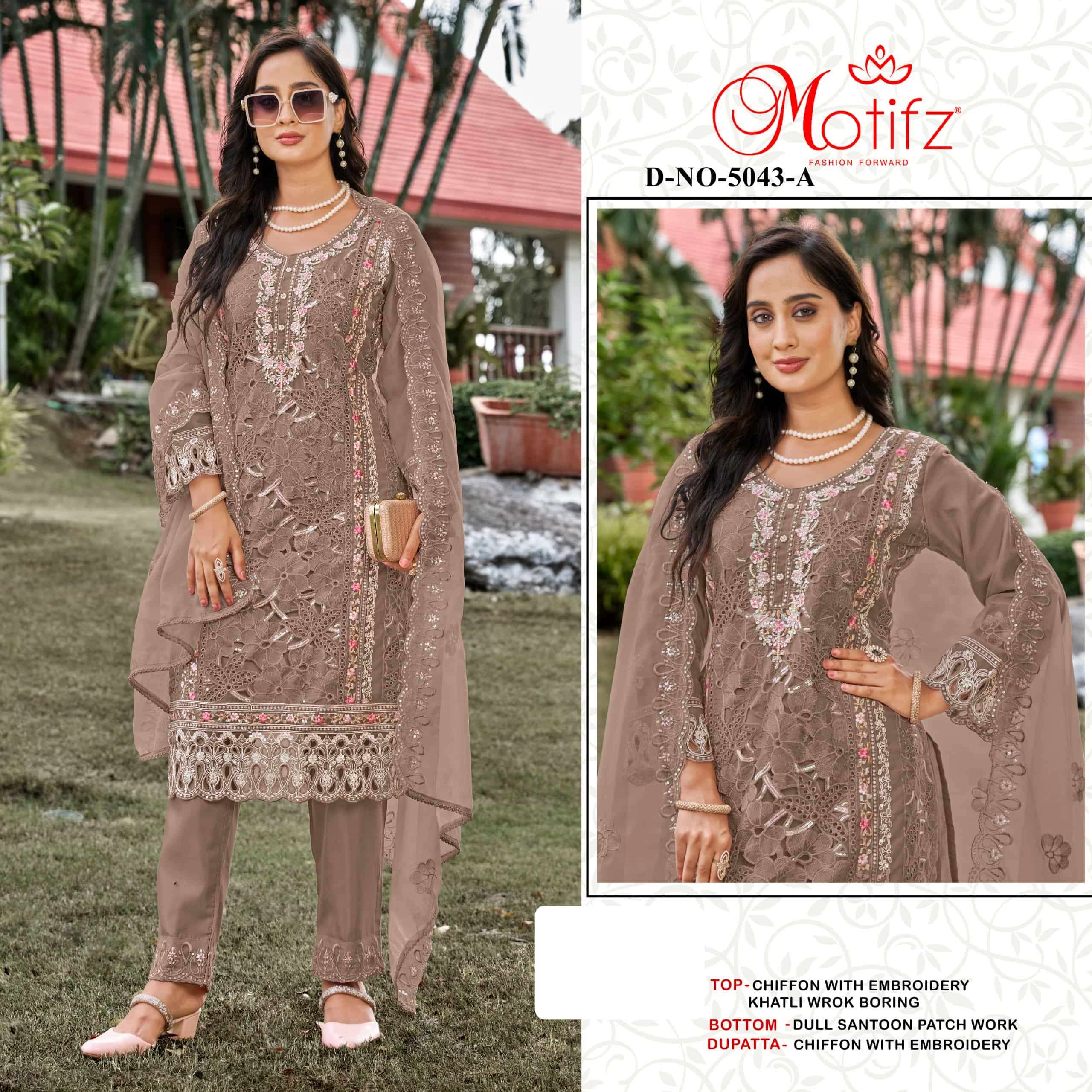 MOTIFZ 5043 SERIES PURE CHIFFON EMBROIDERY PAKISTANI DRESSES-00201