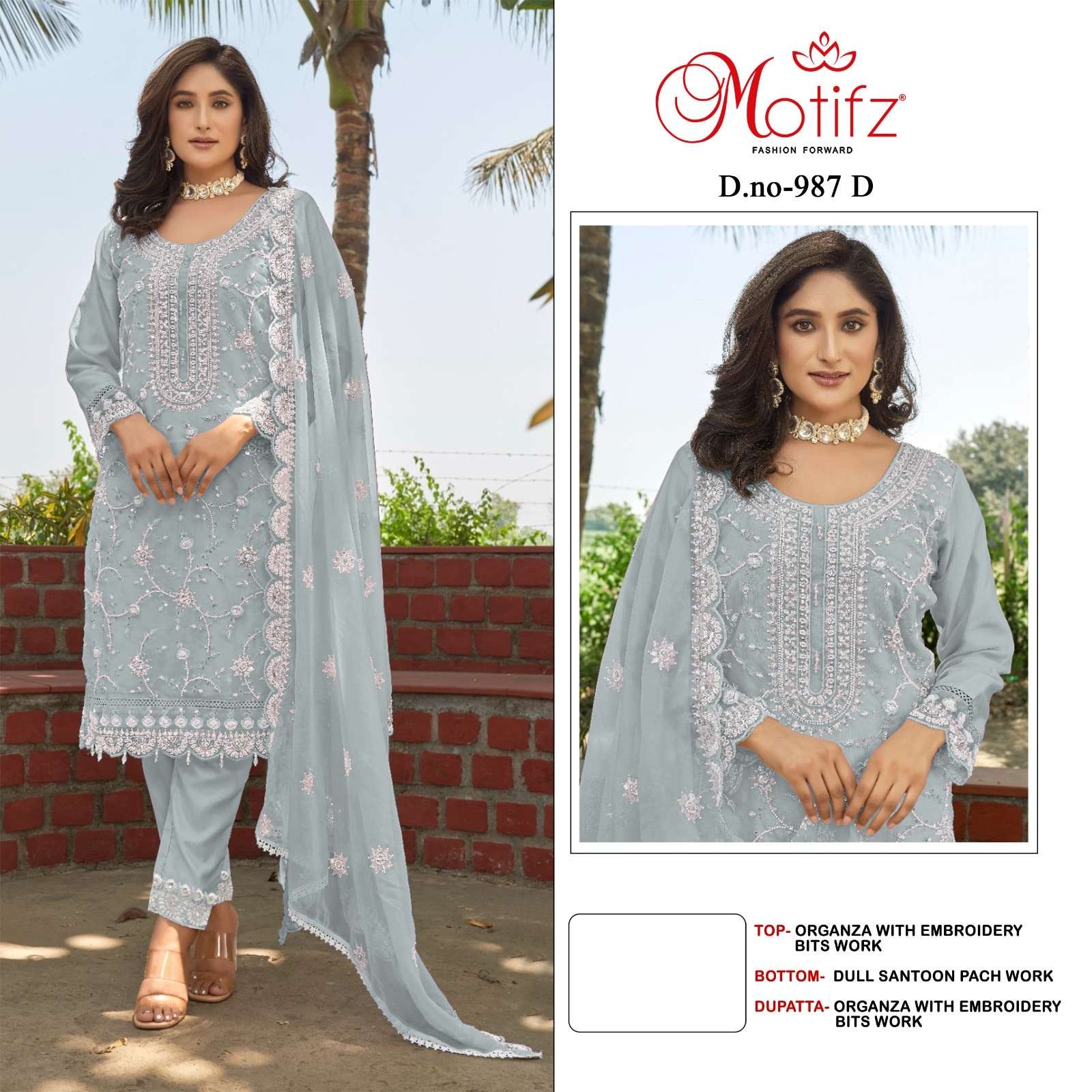 MOTIFZ 987 PURE ORGANZA EMBROIDERY PAKISTANI DRESSES-00201