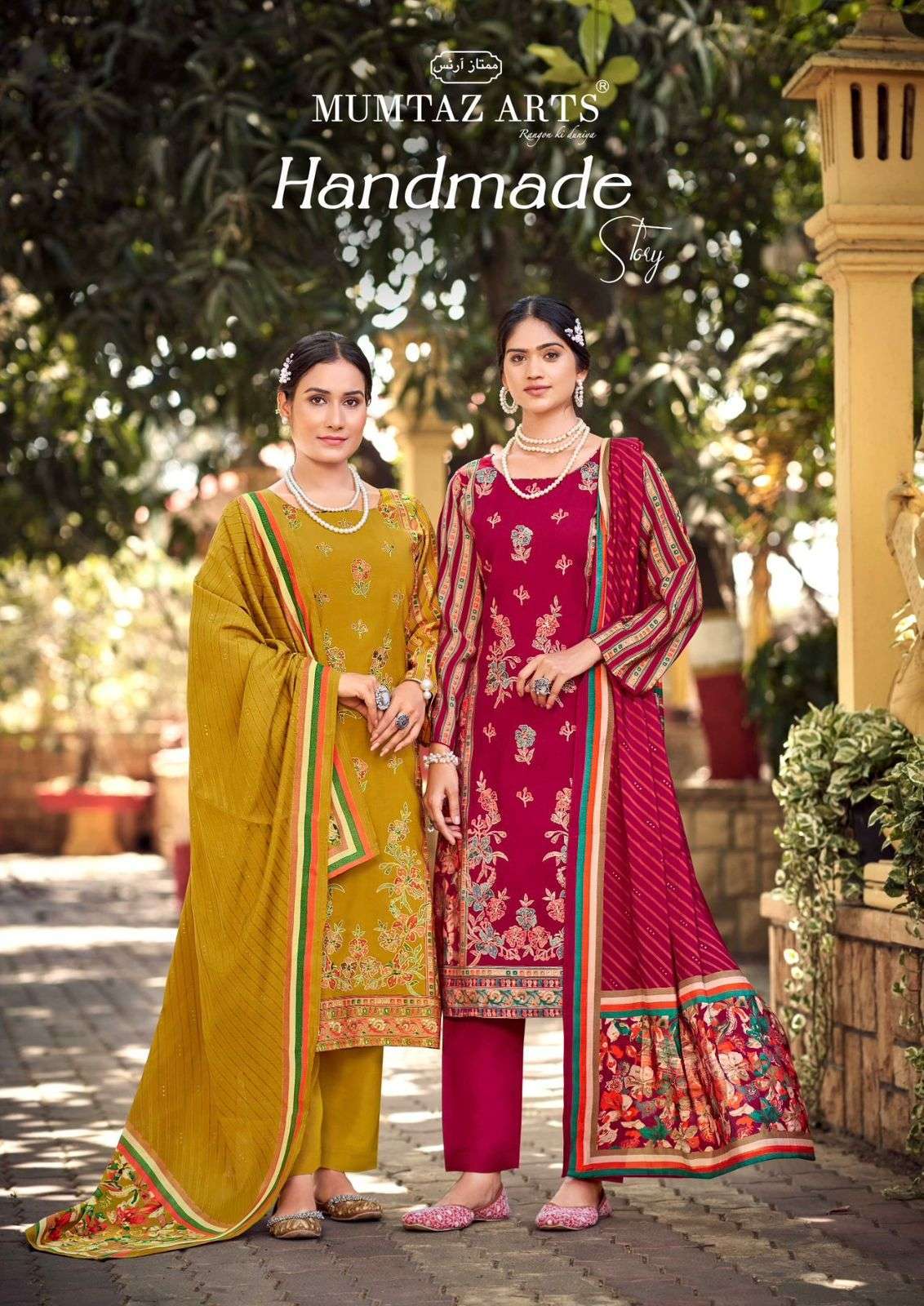 MUMTAZ ARTS HANDMADE STORY 101 TO 104 SERIES PURE SILK PRINTED PAKISTANI DRESSES-00201