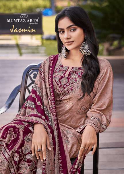 MUMTAZ ARTS JASMIN 101 TO 104 SERIES PURE JAAM SATIN PRINTED EMBROIDERY PAKISTANI DRESSES-00011