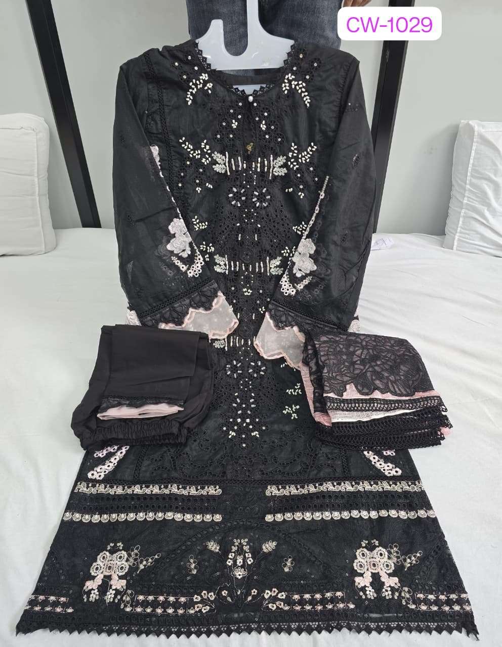 MUSHK CW-1029 PURE KOTA CHECKS EMBROIDERY PAKISTANI DRESSES-00011