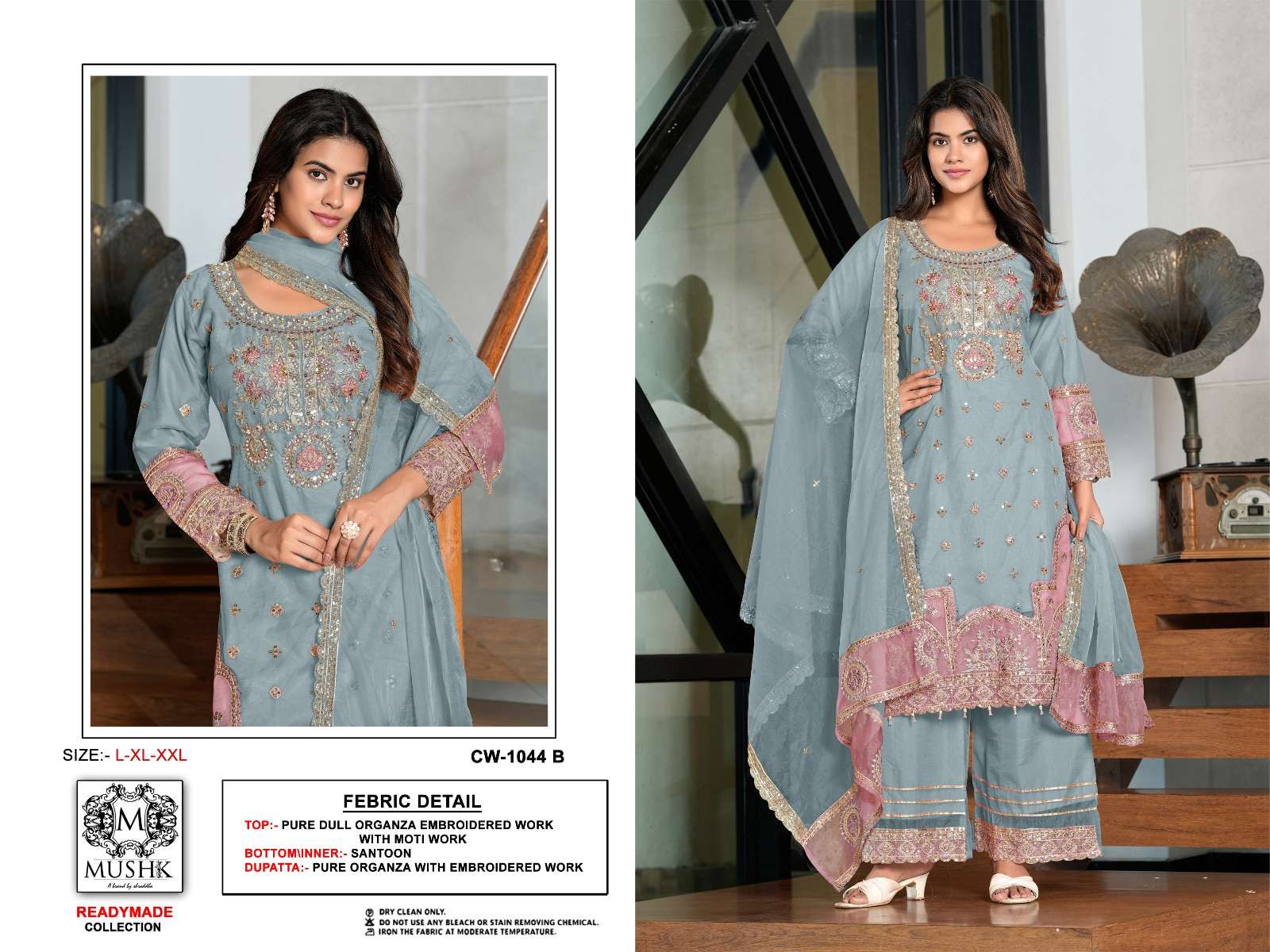 MUSHK  CW-1044 A TO C SERIES PURE ORGANZA EMBROIDERY PAKISTANI DRESSES-00011